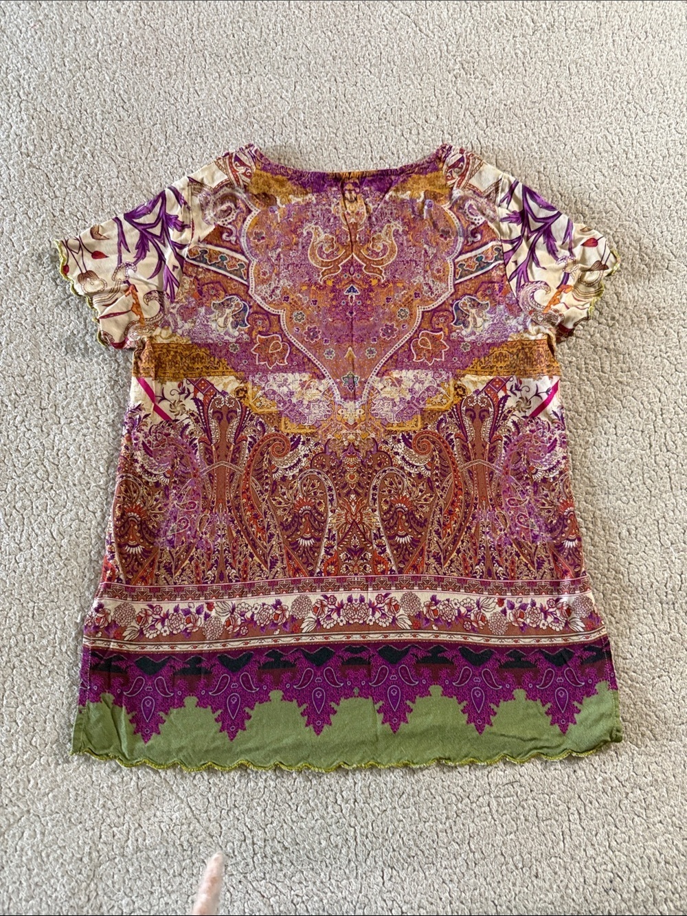 Soft Surroundings Purple Paisley Tee with Green Trim - Picture 6 of 6